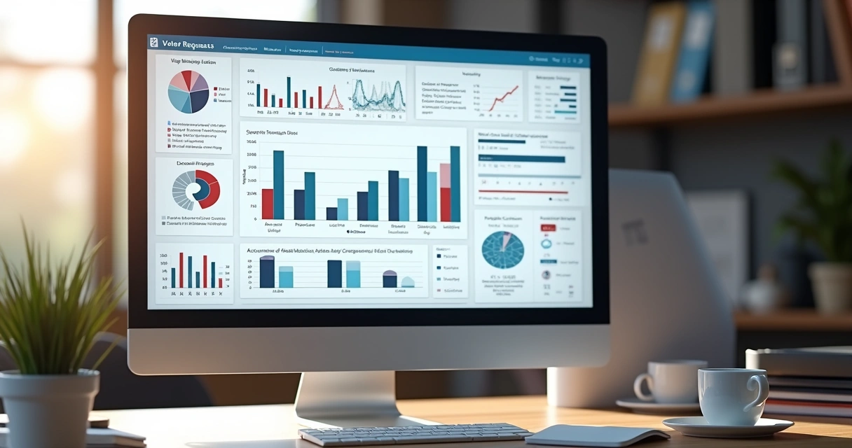 Gráficos de demandas de eleitores em relatório digital 