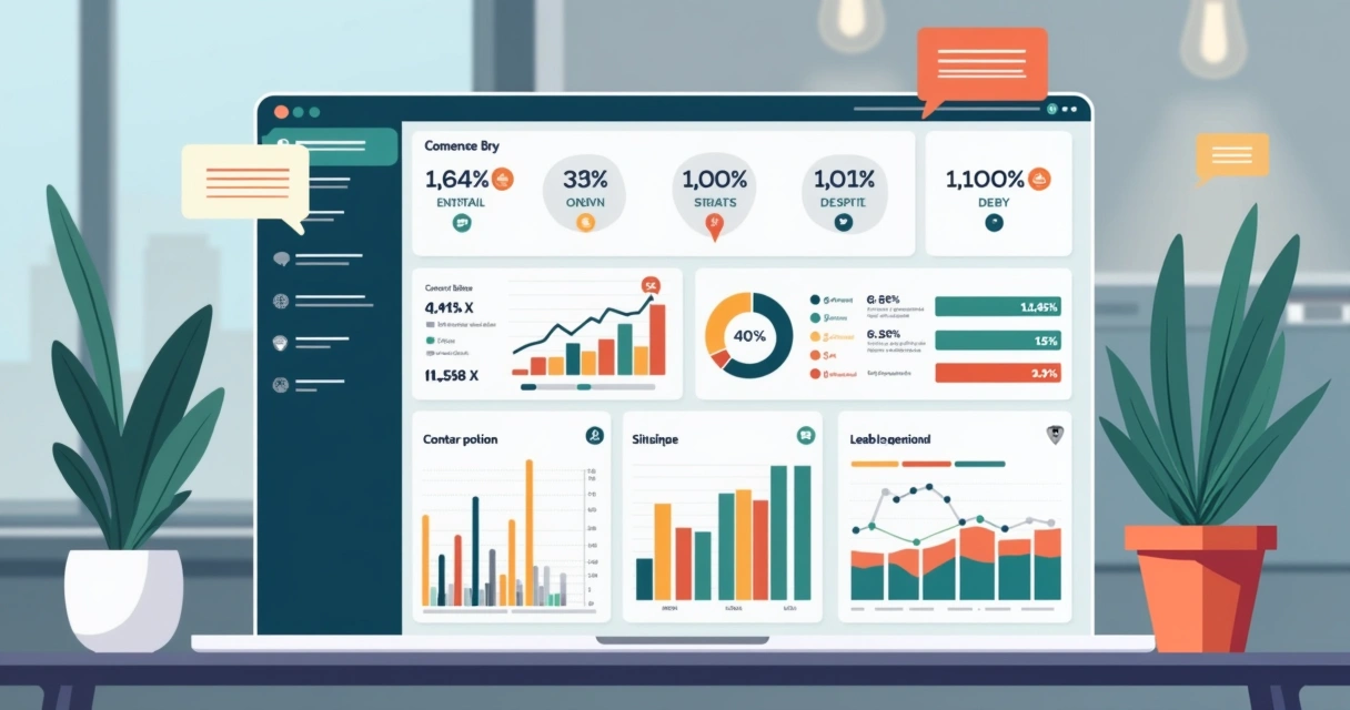 Painel de dados e gráficos de mensagens do WhatsApp e vendas 