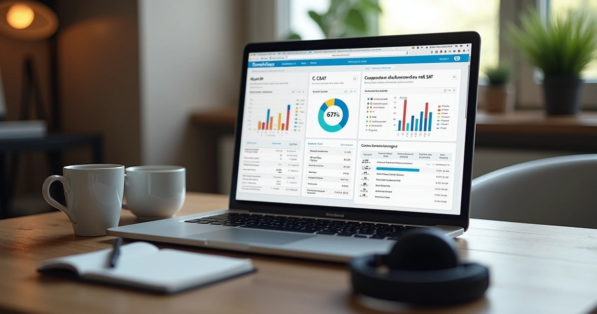 Relatório digital mostrando NPS e CSAT de produto online 