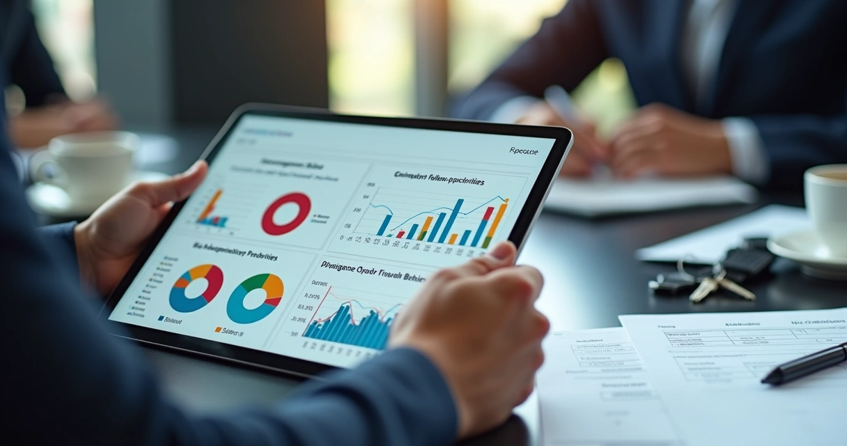 Relatório digital exibindo gráficos de vendas de oficina 