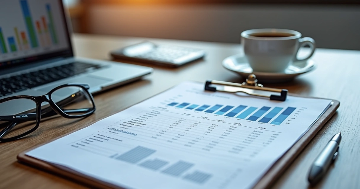 Relatório DRE impresso sobre a mesa 