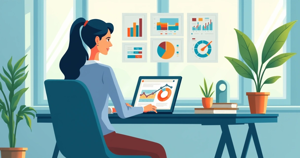 Empresária analisando relatório de performance em loja virtual 