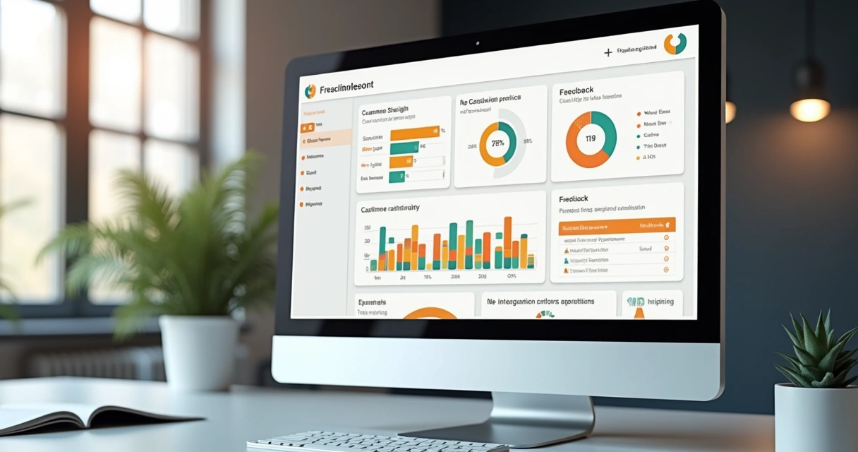 Relatório colorido de feedbacks de clientes exibido em tela de computador. 