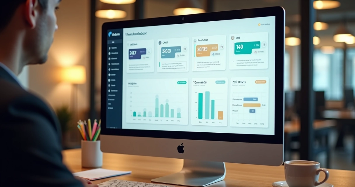 Relatório digital mostrando gráficos de feedbacks em empresa financeira