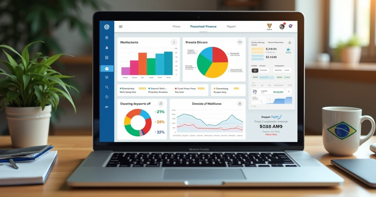 Análise de relatório financeiro em tela de notebook 