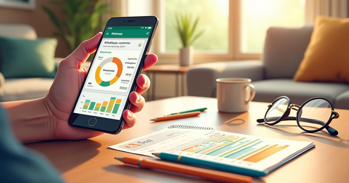 Relatório financeiro no WhatsApp no celular 