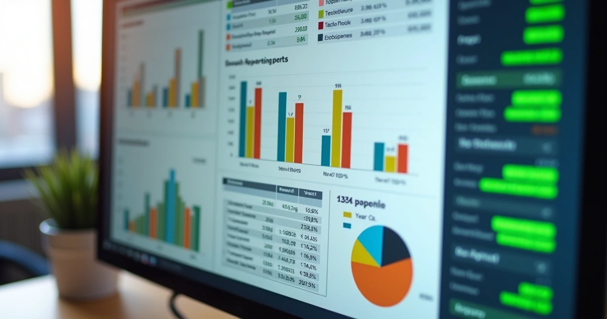 Relatório financeiro detalhado com gráficos de imóveis para aluguel