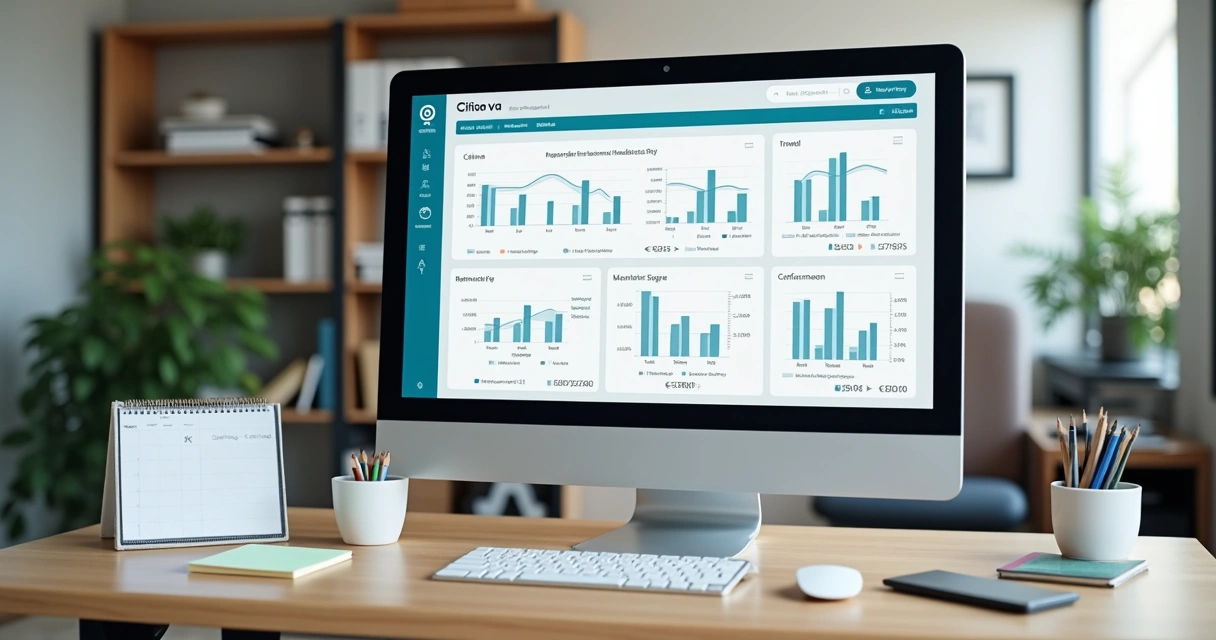 Relatório financeiro de uma clínica com gráficos de receitas, despesas e lucro mensal 