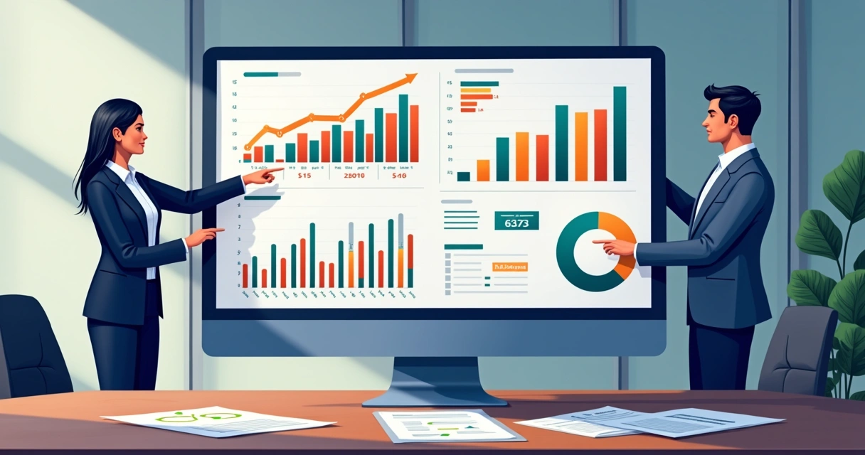Dashboard de análise financeira com gráficos e tabelas em uma tela 