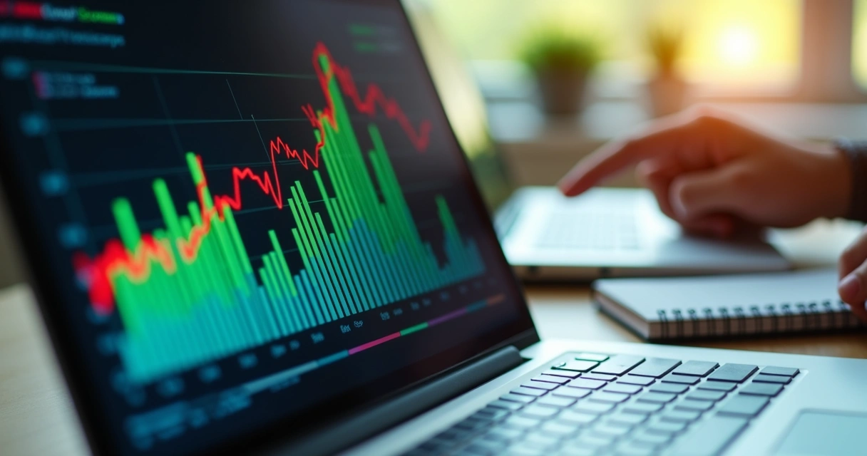 Gráfico financeiro colorido mostrando evolução dos gastos