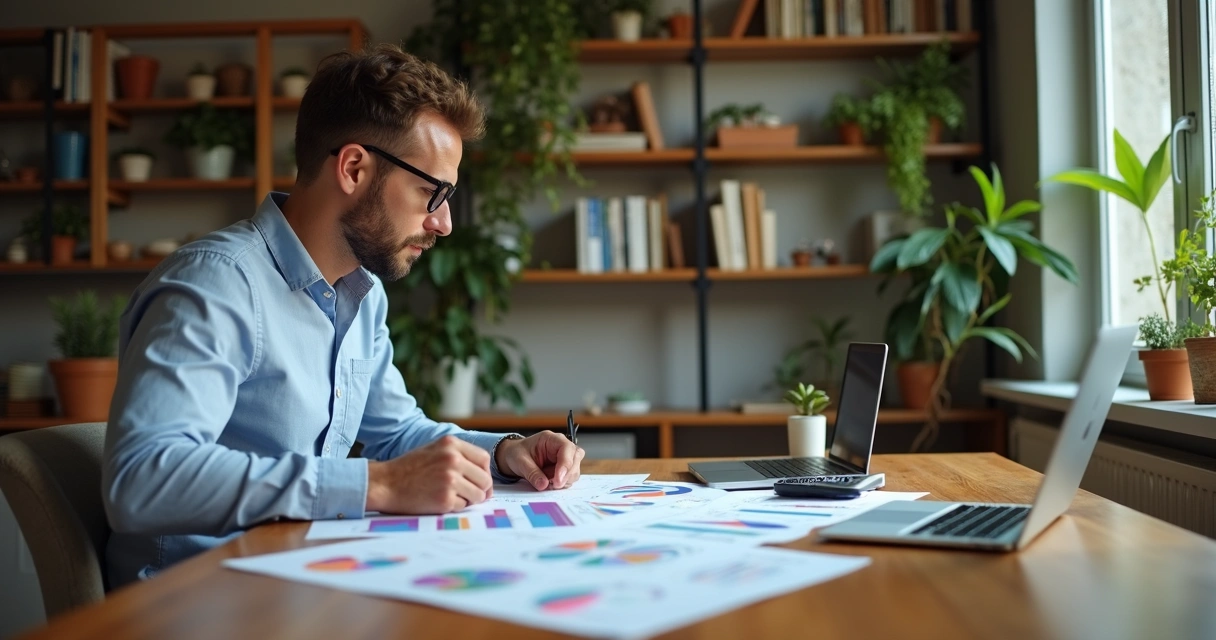 Empreendedora analisando relatório financeiro detalhado 