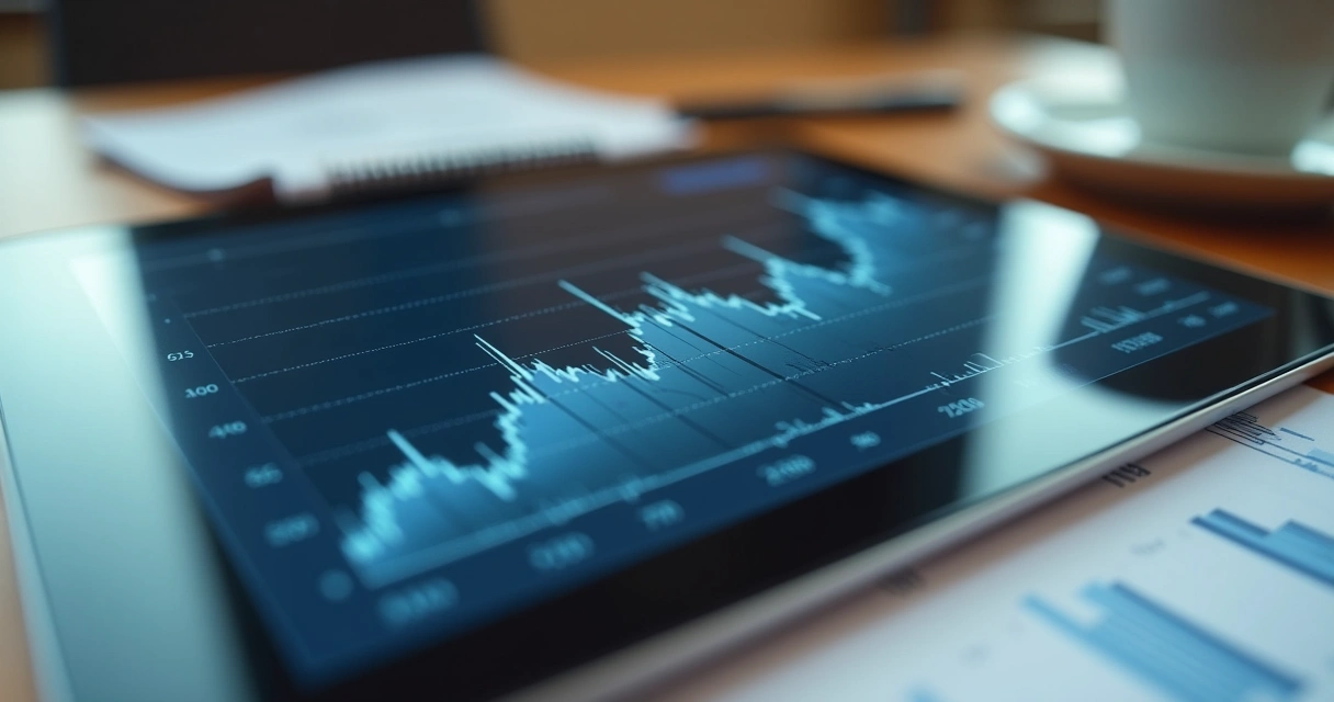Gráfico financeiro estagnado em relatório digital 