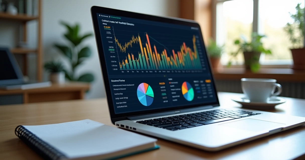 Monitor exibindo relatório financeiro em tempo real 
