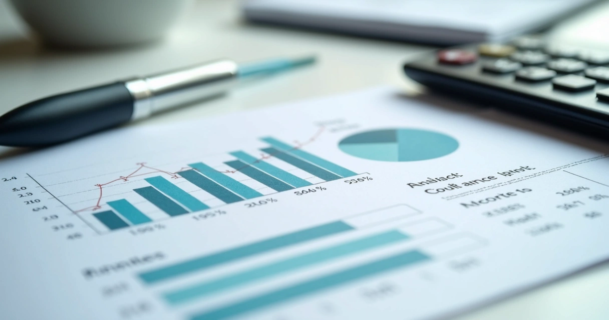 Relatório financeiro impresso ao lado de caneta e calculadora 