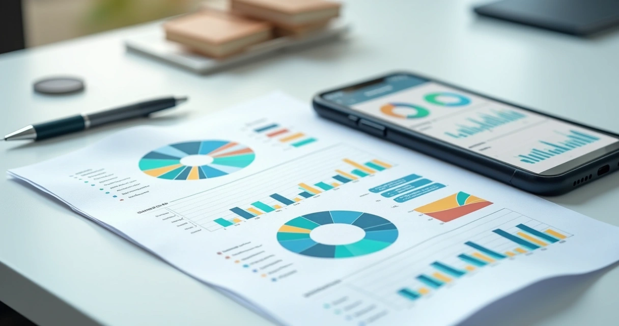 Relatório financeiro personalizado com gráficos coloridos