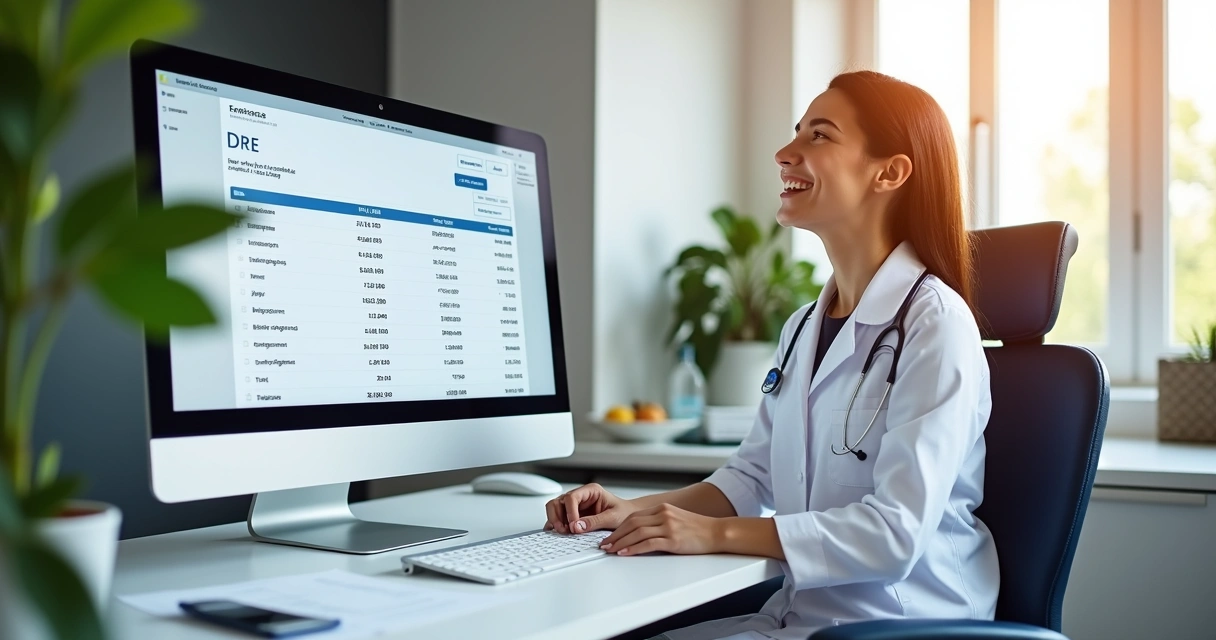 Monitor exibe DRE precisa com números claros em clínica odontológica