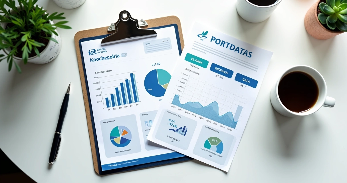 Relatório financeiro em Notion apresentando totais em reais e gráficos de barras 