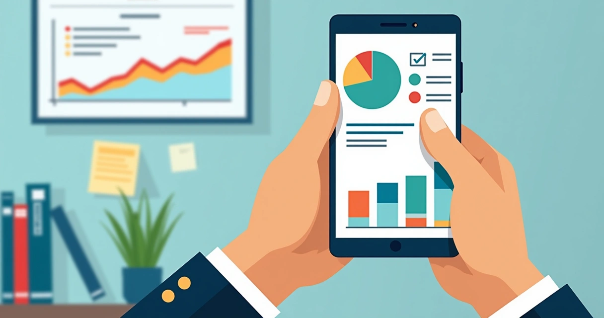 Celular exibindo relatório financeiro sindical simplificado