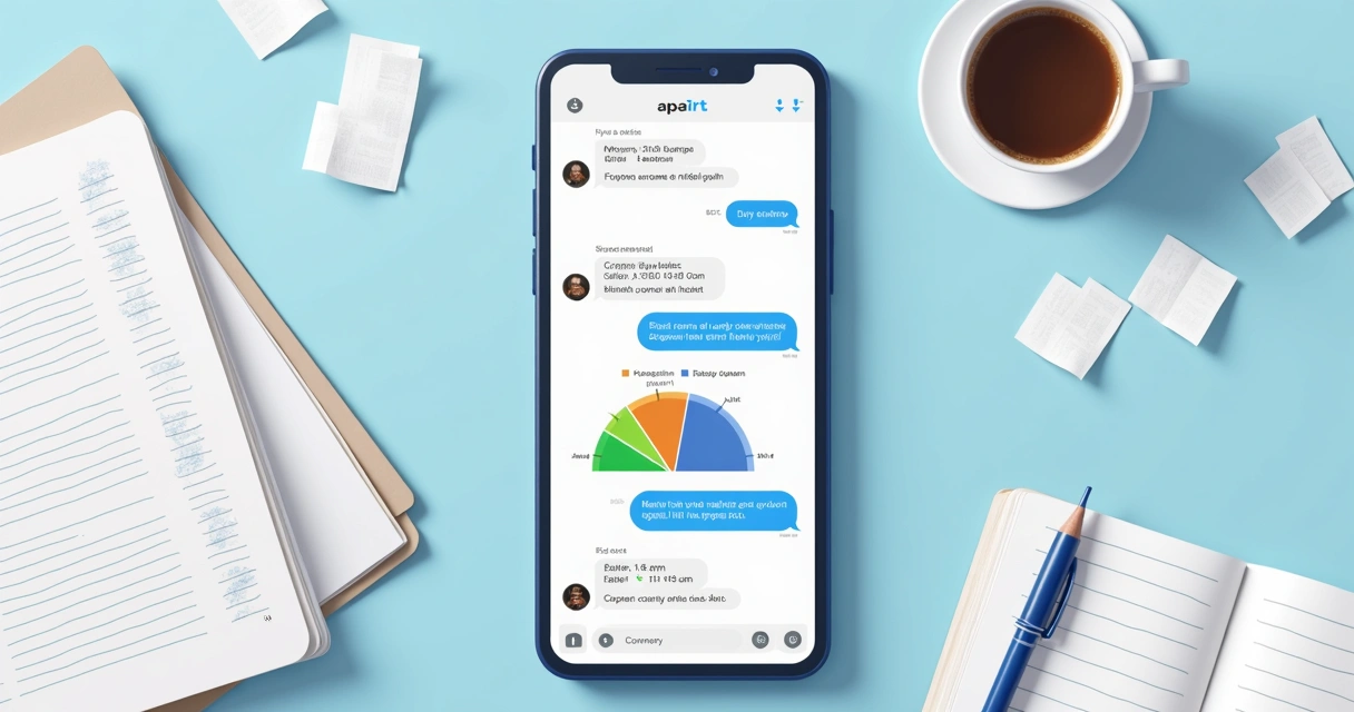 Relatório financeiro no WhatsApp em tela de smartphone 