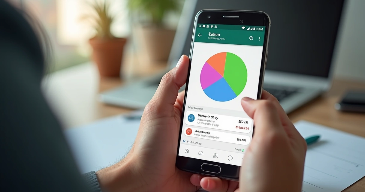 Gráfico de controle de gastos enviado em conversa do WhatsApp 