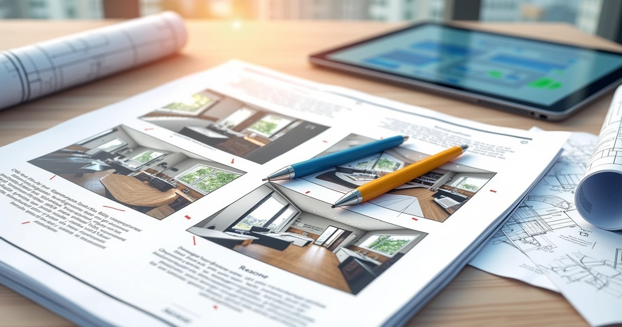Relatório técnico de entrega com fotos de um apartamento