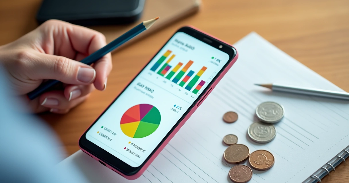 Relatório visual simples de gastos pessoais com gráficos coloridos 