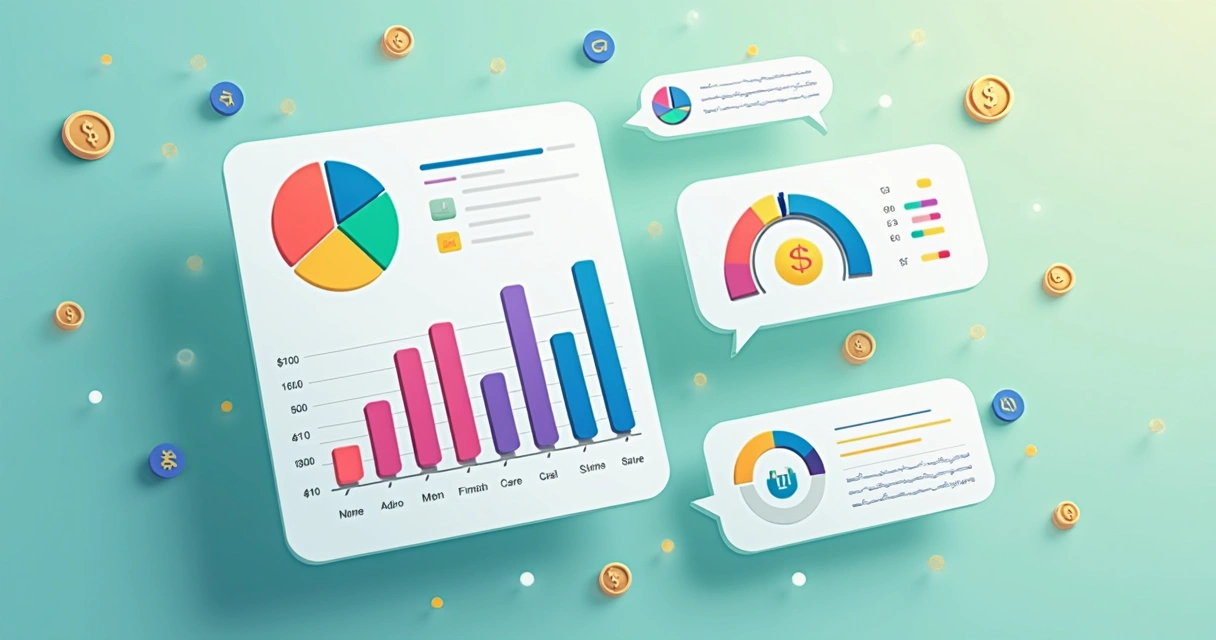 Tela de WhatsApp com relatório visual de gastos e gráficos coloridos 