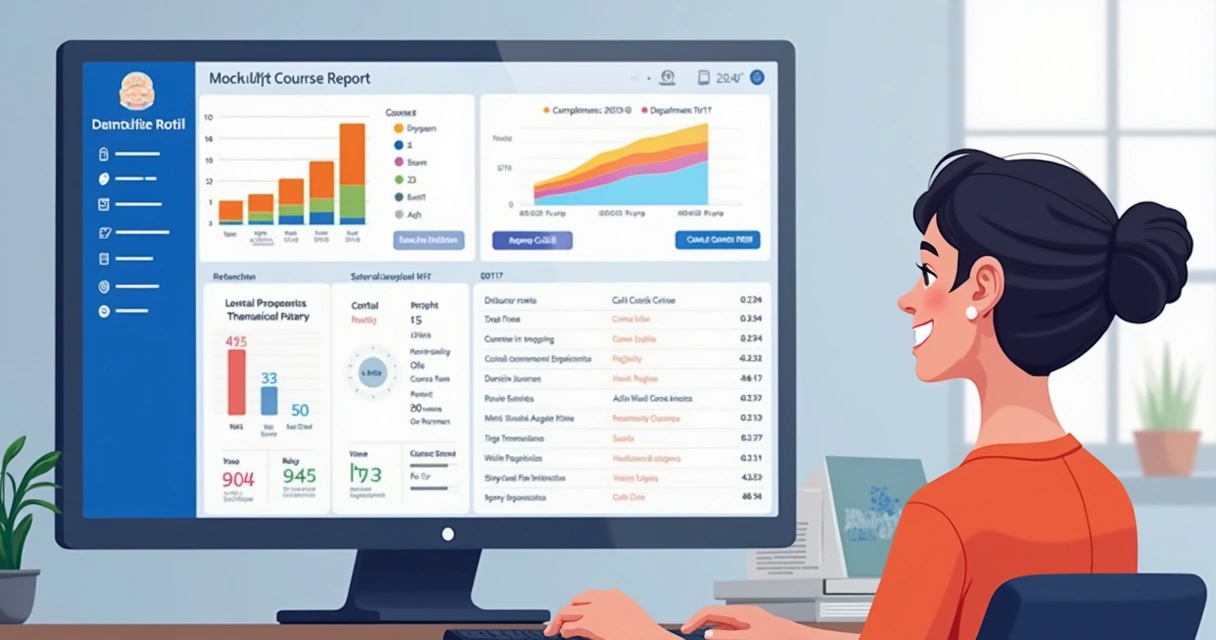 Relatório de treinamento exportado em formato digital com vários filtros disponíveis 