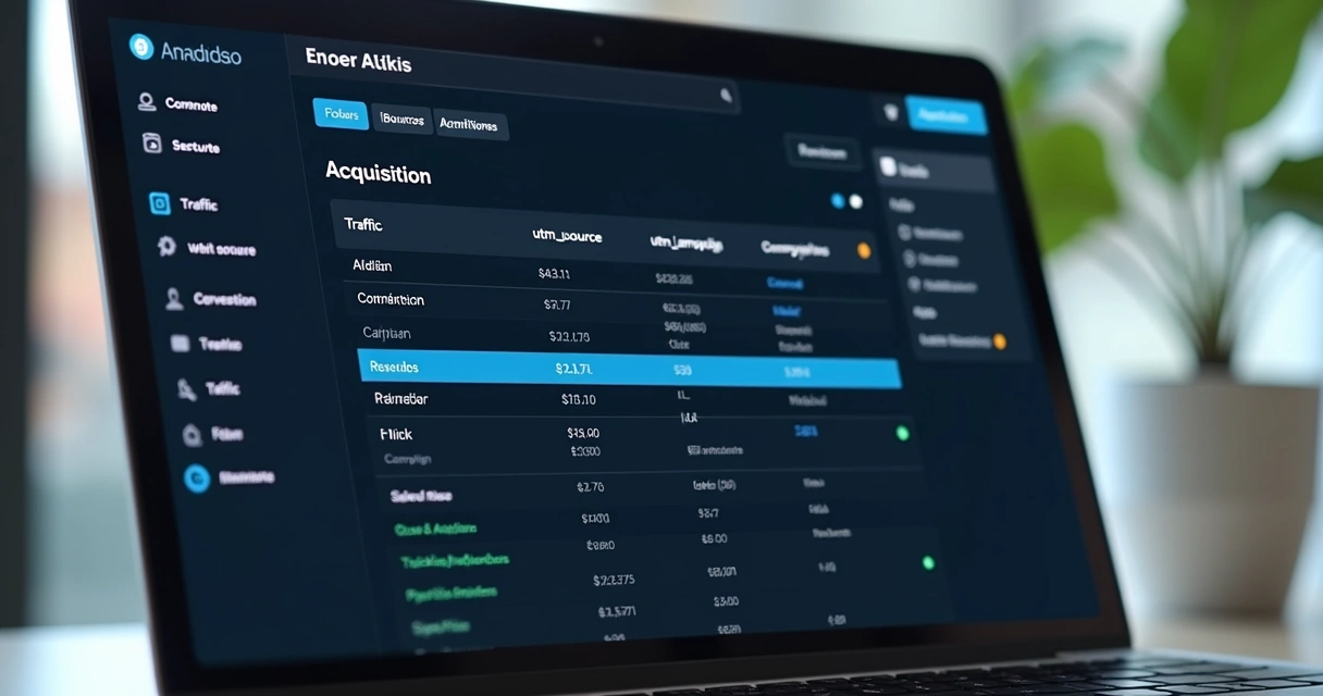 Relatório do Google Analytics mostrando segmentação por parâmetros UTM 
