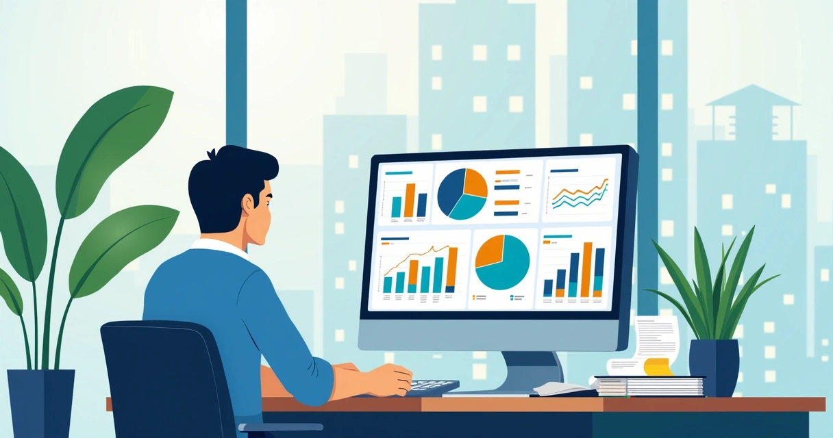 Relatório financeiro com gráficos e indicadores de lucro