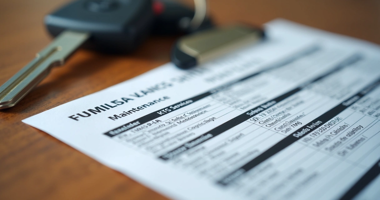 Laudo impresso de histórico veicular e chaves de carro sobre mesa de madeira 