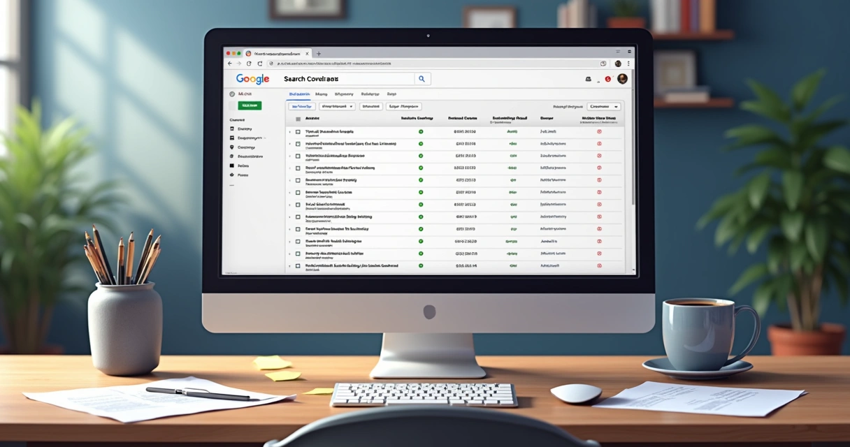 Relatório do Search Console exibindo lista de erros de indexação em site corporativo 