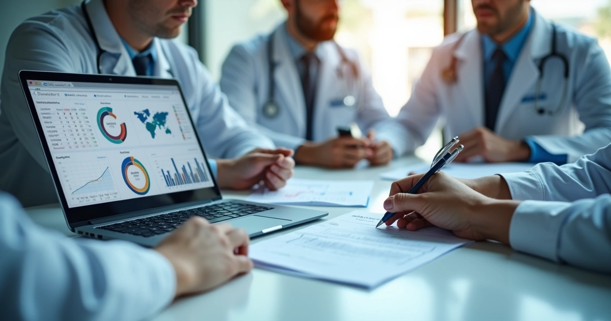 Relatórios de indicadores de clínica apresentados em notebook 