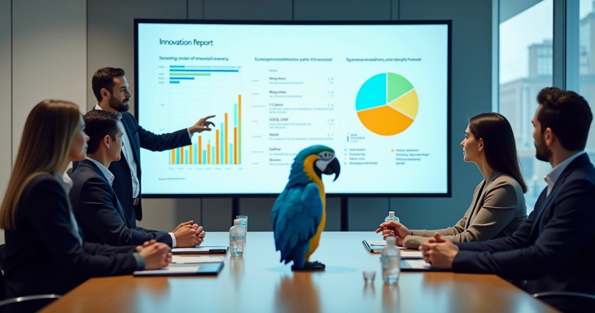 Relatório de inovação apresentado em reunião de diretoria 