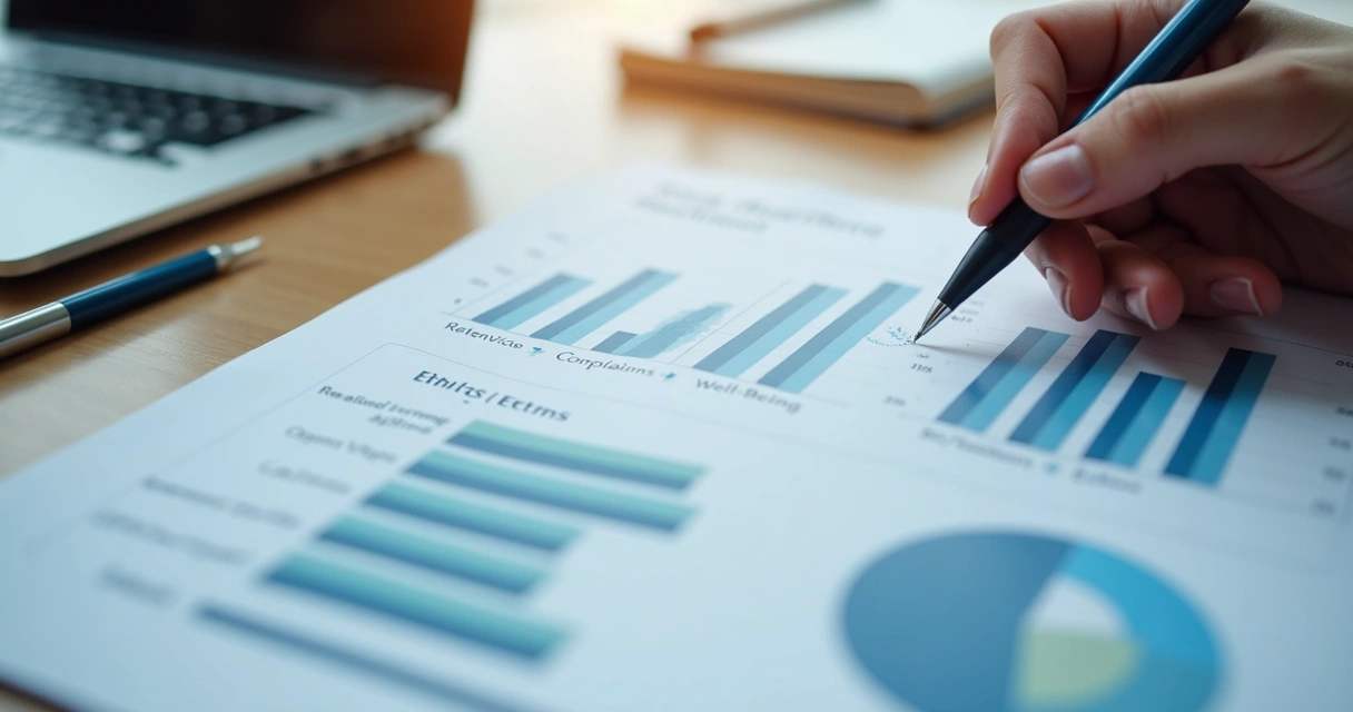 Gestor revisando relatório de integridade e desempenho
