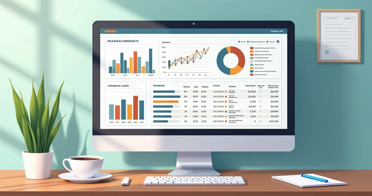 Relatório detalhado de lucro por produto em uma tela de computador