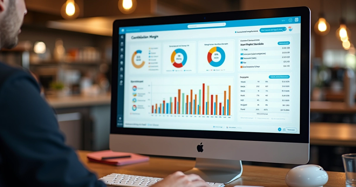 Relatório de margem de pratos em uma tela de sistema 