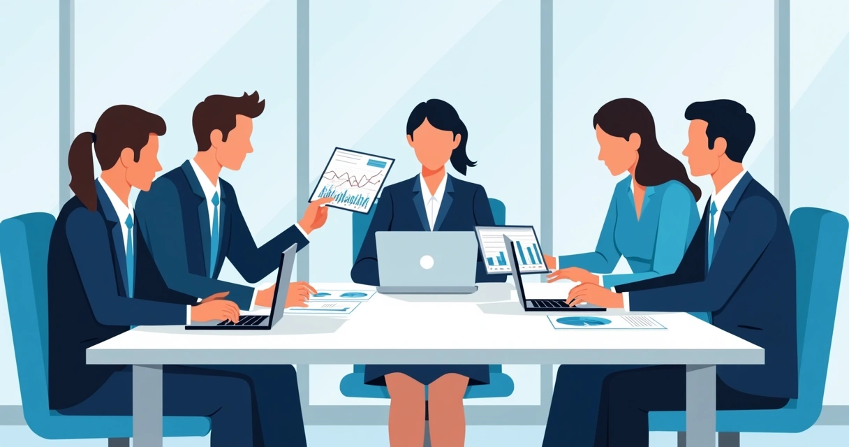 Equipe analisando gráficos de marketing digital