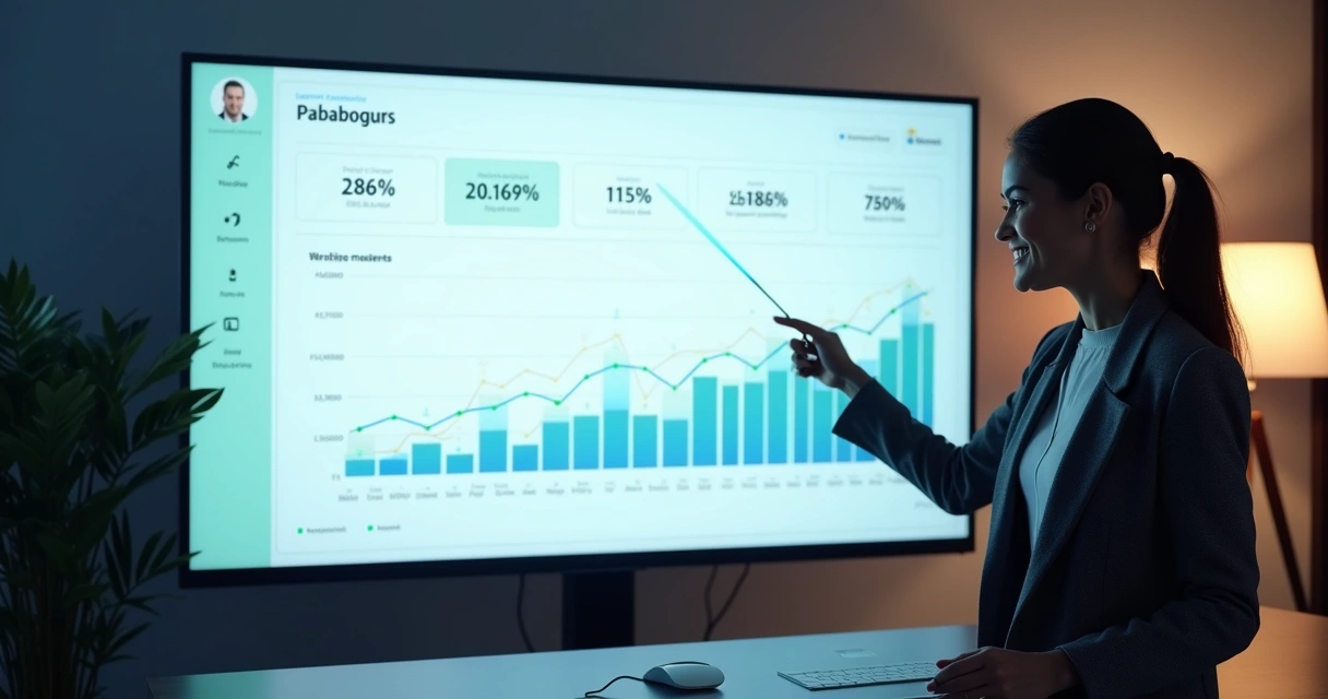 Dashboard apresentando crescimento de vendas e conversões em gráficos de marketing 