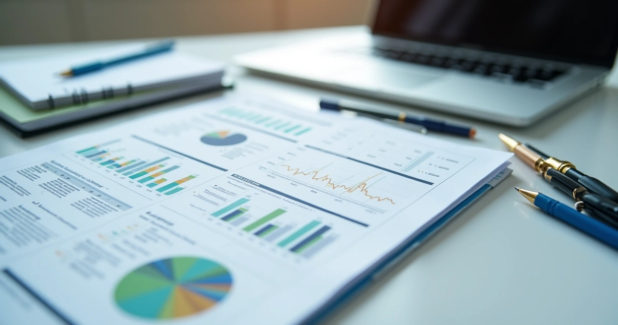 Ilustração de relatório ESG alinhado com IFRS S2 sobre uma mesa de escritório