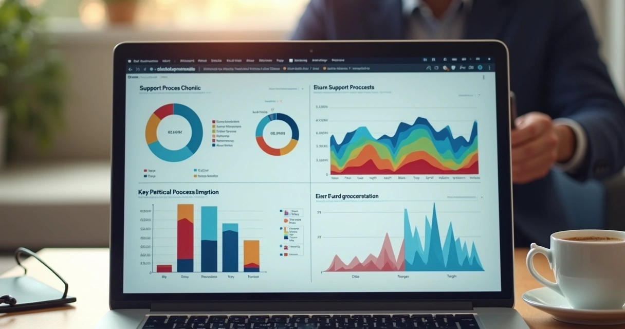 Relatório de métricas de atendimento em tela de notebook 