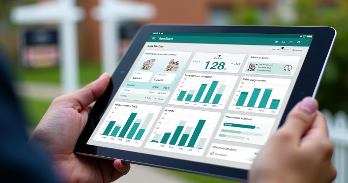 Relatório de métricas digitais de imóveis exibido na tela 