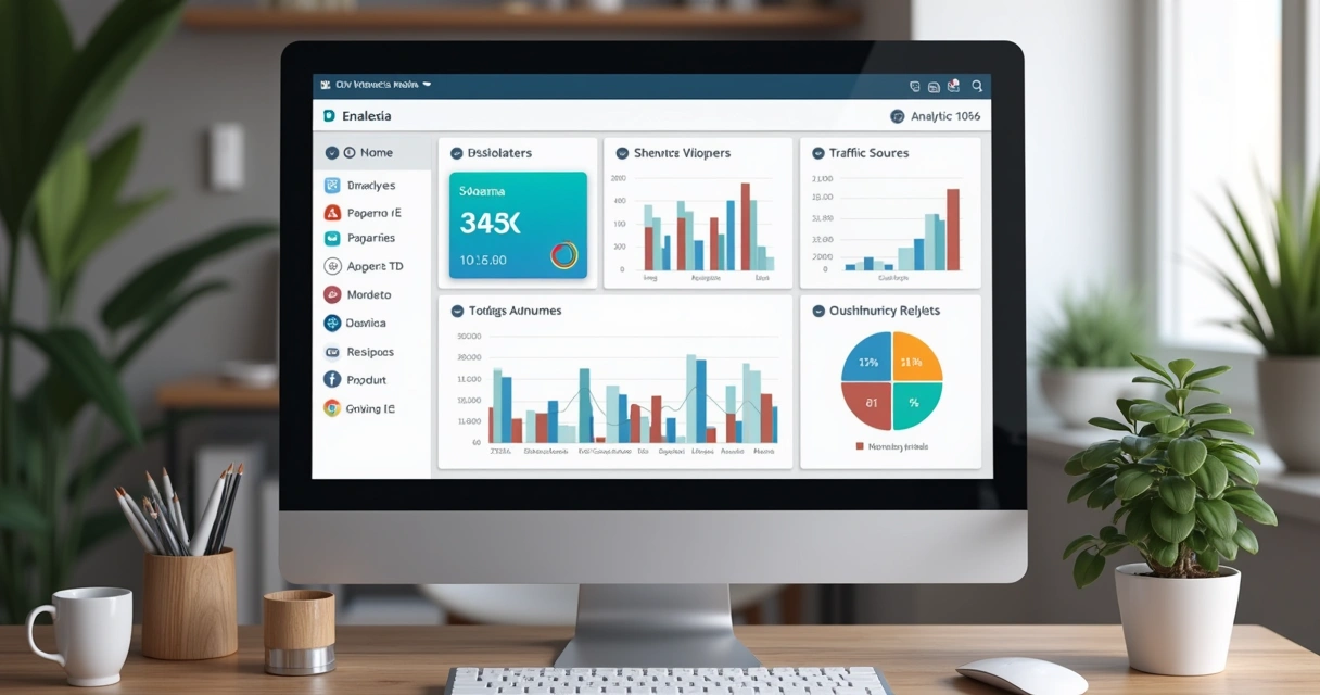 Painel de relatórios com métricas de visitantes