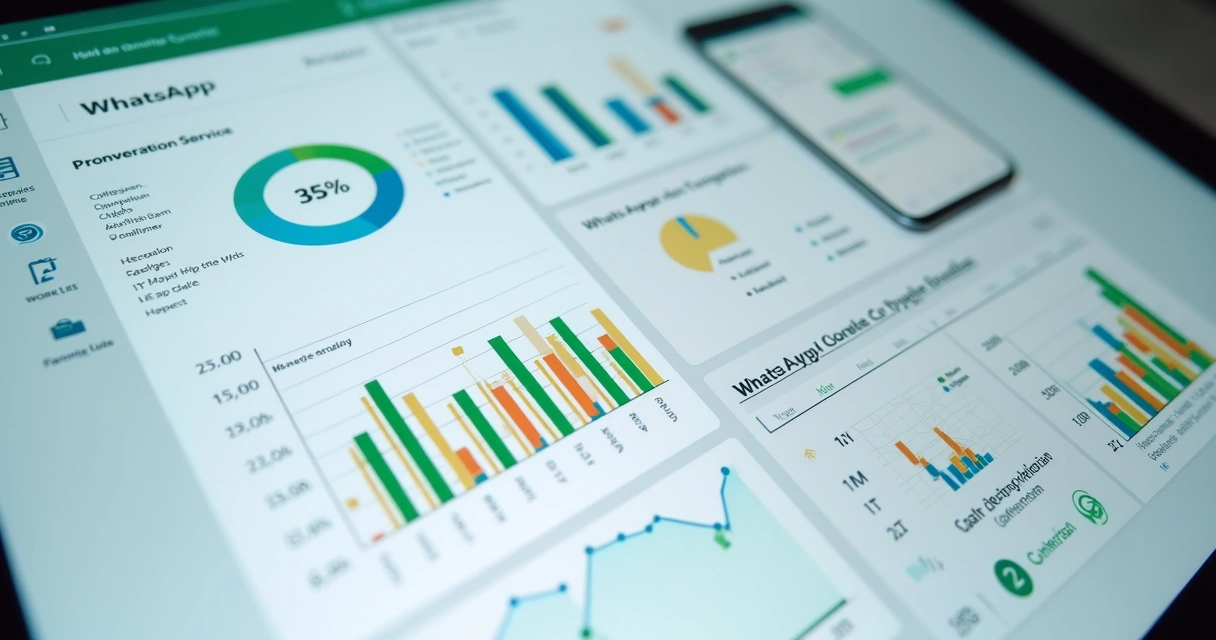 Painel de métricas com gráficos de desempenho em atendimento WhatsApp 