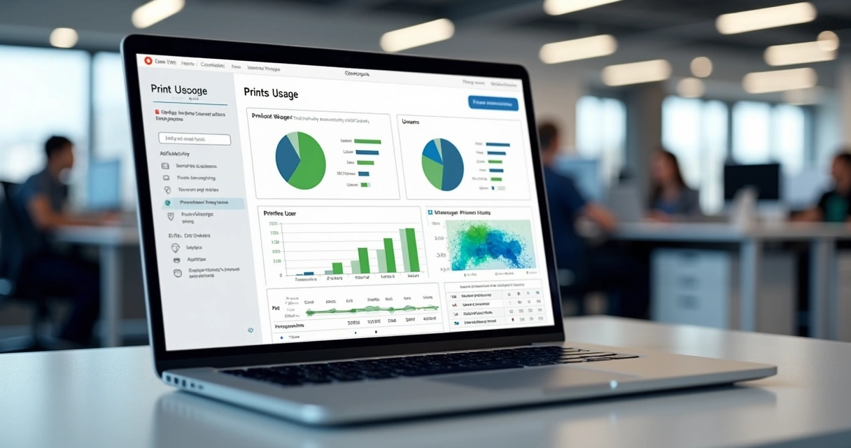 Relatório de monitoramento de impressões em tela de computador 