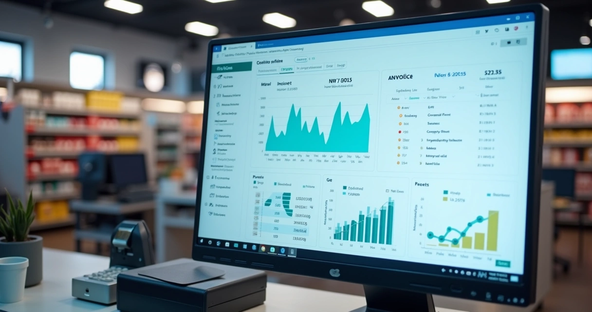 Painel de relatórios digitais de notas fiscais em sistema de loja