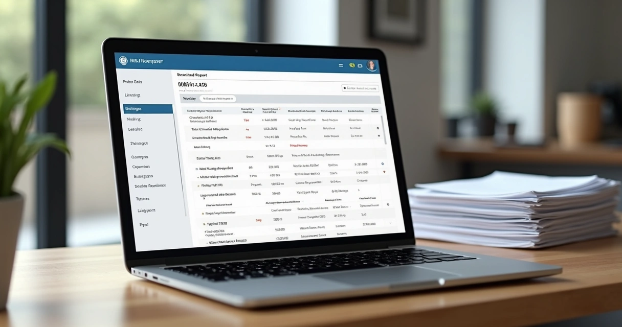 Relatório de consulta veicular digital na tela de notebook 