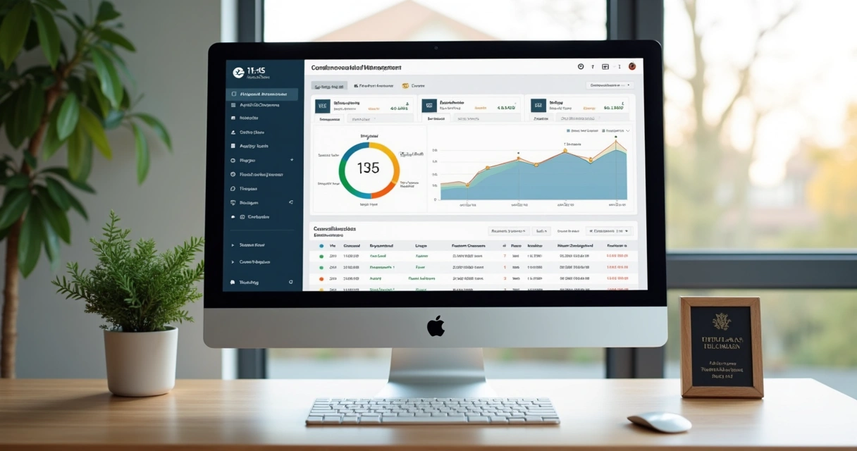 Painel de acompanhamento de tarefas de condomínio numa tela de computador 