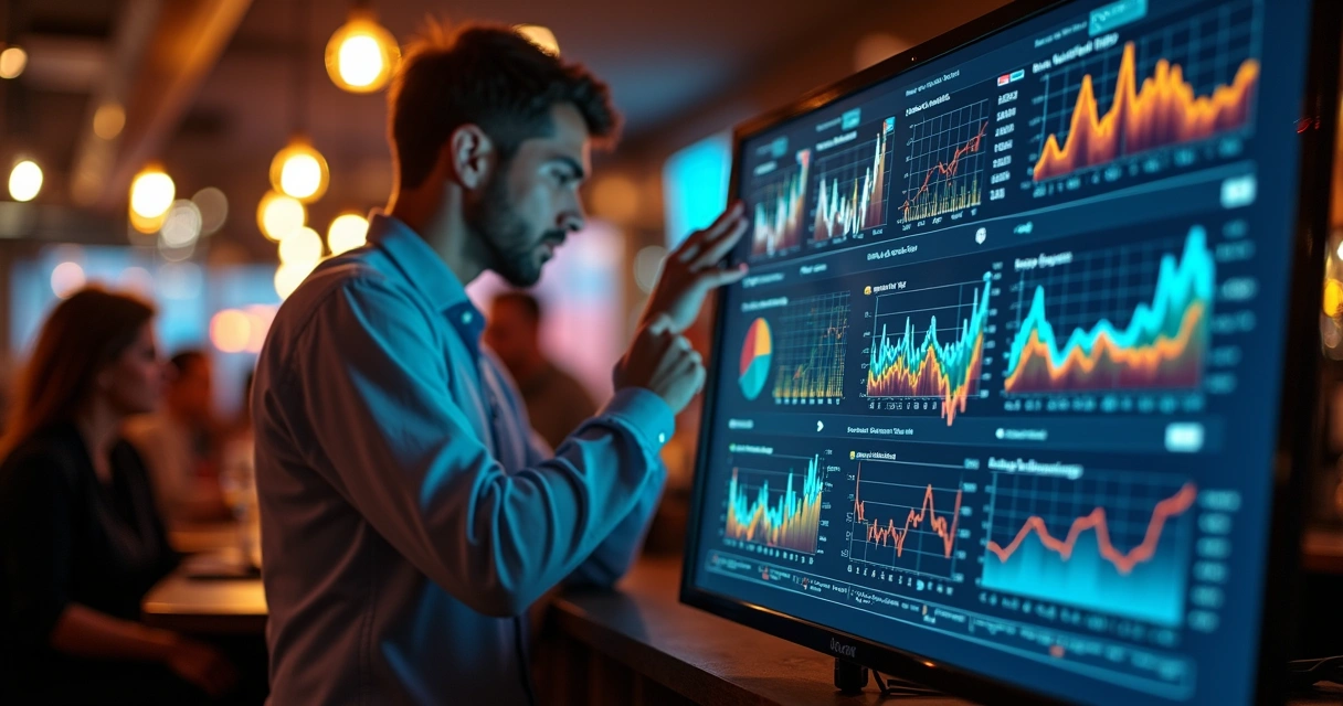 Tela de relatório financeiro em bar movimentado