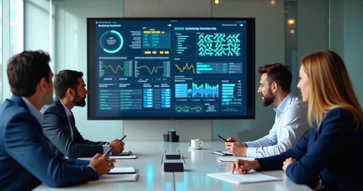 Relatório detalhado de pentest sendo apresentado em reunião de equipe de TI 